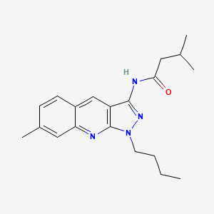 molecular formula C20H26N4O B7714558 N-(1-butyl-7-methyl-1H-pyrazolo[3,4-b]quinolin-3-yl)-3-methylbutanamide 
