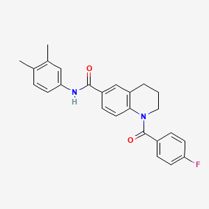 molecular formula C25H23FN2O2 B7714575 N-(3,4-dimethylphenyl)-1-(4-fluorobenzoyl)-1,2,3,4-tetrahydroquinoline-6-carboxamide 