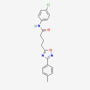 molecular formula C19H18ClN3O2 B7714578 N-(4-chlorophenyl)-4-(3-(p-tolyl)-1,2,4-oxadiazol-5-yl)butanamide 