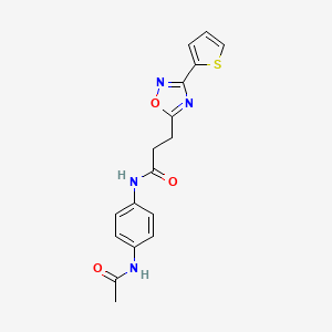 molecular formula C17H16N4O3S B7714592 N-(4-acetamidophenyl)-3-(3-(thiophen-2-yl)-1,2,4-oxadiazol-5-yl)propanamide 