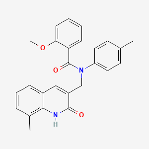 molecular formula C26H24N2O3 B7714620 N-((2-hydroxy-8-methylquinolin-3-yl)methyl)-2-methoxy-N-(p-tolyl)benzamide 