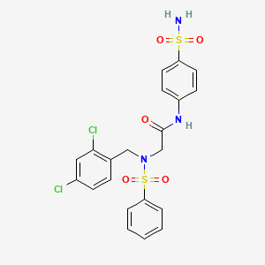 molecular formula C21H19Cl2N3O5S2 B7714628 2-[Benzenesulfonyl-[(2,4-dichlorophenyl)methyl]amino]-N-(4-sulfamoylphenyl)acetamide CAS No. 522662-49-3