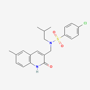 molecular formula C21H23ClN2O3S B7714635 4-chloro-N-((2-hydroxy-6-methylquinolin-3-yl)methyl)-N-isobutylbenzenesulfonamide 
