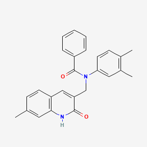N-(3,4-dimethylphenyl)-N-((2-hydroxy-7-methylquinolin-3-yl)methyl)benzamide