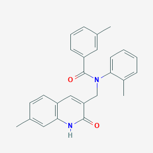 molecular formula C26H24N2O2 B7714742 N-((2-hydroxy-7-methylquinolin-3-yl)methyl)-3-methyl-N-(o-tolyl)benzamide 