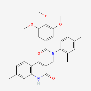 molecular formula C29H30N2O5 B7714813 N-(2,4-dimethylphenyl)-N-((2-hydroxy-7-methylquinolin-3-yl)methyl)-3,4,5-trimethoxybenzamide 