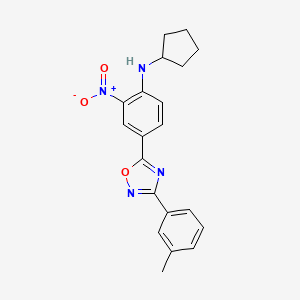 molecular formula C20H20N4O3 B7714842 N-cyclopentyl-2-nitro-4-(3-(m-tolyl)-1,2,4-oxadiazol-5-yl)aniline 