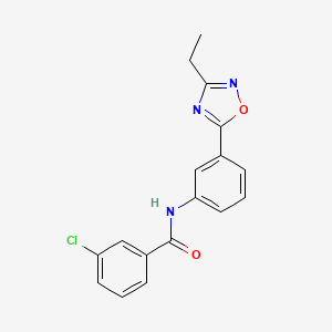 molecular formula C17H14ClN3O2 B7714861 3-chloro-N-(3-(3-ethyl-1,2,4-oxadiazol-5-yl)phenyl)benzamide 