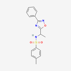 4-methyl-N-(1-(3-phenyl-1,2,4-oxadiazol-5-yl)ethyl)benzenesulfonamide