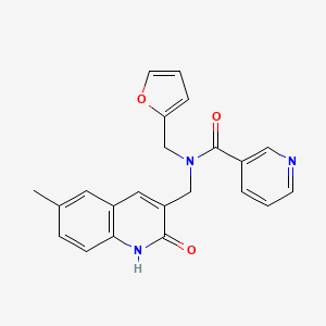 molecular formula C22H19N3O3 B7714883 N-(furan-2-ylmethyl)-N-((2-hydroxy-6-methylquinolin-3-yl)methyl)nicotinamide 