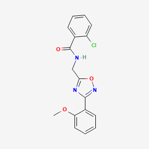 molecular formula C17H14ClN3O3 B7714902 2-chloro-N-((3-(2-methoxyphenyl)-1,2,4-oxadiazol-5-yl)methyl)benzamide 