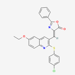 molecular formula C27H19ClN2O3S B7714950 (Z)-4-((2-((4-chlorophenyl)thio)-6-ethoxyquinolin-3-yl)methylene)-2-phenyloxazol-5(4H)-one 