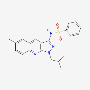 molecular formula C21H22N4O2S B7714977 N-(1-isobutyl-6-methyl-1H-pyrazolo[3,4-b]quinolin-3-yl)benzenesulfonamide 