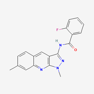 N-(1,7-dimethyl-1H-pyrazolo[3,4-b]quinolin-3-yl)-2-fluorobenzamide