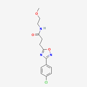 molecular formula C14H16ClN3O3 B7715004 3-(3-(4-chlorophenyl)-1,2,4-oxadiazol-5-yl)-N-(2-methoxyethyl)propanamide 