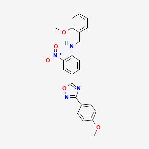 molecular formula C23H20N4O5 B7715054 N-(2-methoxybenzyl)-4-(3-(4-methoxyphenyl)-1,2,4-oxadiazol-5-yl)-2-nitroaniline 