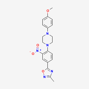 molecular formula C20H21N5O4 B7715082 5-(4-(4-(4-methoxyphenyl)piperazin-1-yl)-3-nitrophenyl)-3-methyl-1,2,4-oxadiazole 