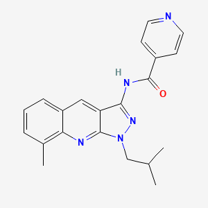 molecular formula C21H21N5O B7715093 N-(1-isobutyl-8-methyl-1H-pyrazolo[3,4-b]quinolin-3-yl)isonicotinamide 