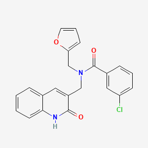 molecular formula C22H17ClN2O3 B7715112 3-chloro-N-(furan-2-ylmethyl)-N-((2-hydroxyquinolin-3-yl)methyl)benzamide 