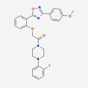 molecular formula C27H25FN4O4 B7715127 1-(4-(2-fluorophenyl)piperazin-1-yl)-2-(2-(3-(4-methoxyphenyl)-1,2,4-oxadiazol-5-yl)phenoxy)ethanone 
