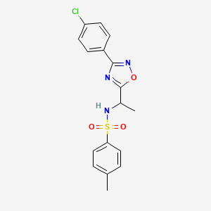 molecular formula C17H16ClN3O3S B7715156 N-(1-(3-(4-chlorophenyl)-1,2,4-oxadiazol-5-yl)ethyl)-4-methylbenzenesulfonamide 