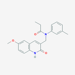 molecular formula C21H22N2O3 B7715161 N-((2-hydroxy-6-methoxyquinolin-3-yl)methyl)-N-(m-tolyl)propionamide 