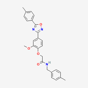 molecular formula C26H25N3O4 B7715181 2-(2-methoxy-4-(5-(p-tolyl)-1,2,4-oxadiazol-3-yl)phenoxy)-N-(4-methylbenzyl)acetamide 