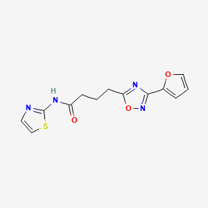 molecular formula C13H12N4O3S B7715187 4-(3-(furan-2-yl)-1,2,4-oxadiazol-5-yl)-N-(thiazol-2-yl)butanamide 