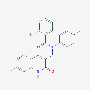 molecular formula C26H23BrN2O2 B7715212 2-bromo-N-(2,4-dimethylphenyl)-N-((2-hydroxy-7-methylquinolin-3-yl)methyl)benzamide 