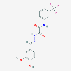 molecular formula C17H14F3N3O4 B7715229 (E)-2-(2-(4-hydroxy-3-methoxybenzylidene)hydrazinyl)-2-oxo-N-(3-(trifluoromethyl)phenyl)acetamide 