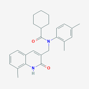 molecular formula C26H30N2O2 B7715242 N-(2,4-dimethylphenyl)-N-((2-hydroxy-8-methylquinolin-3-yl)methyl)cyclohexanecarboxamide 