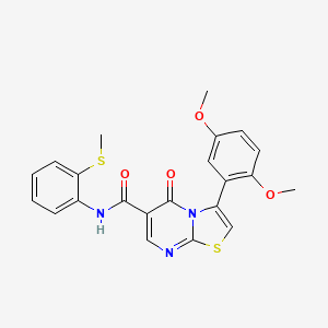molecular formula C22H19N3O4S2 B7715262 N-(2-chlorophenyl)-3-(2,5-dimethoxyphenyl)-5-oxo-5H-[1,3]thiazolo[3,2-a]pyrimidine-6-carboxamide 