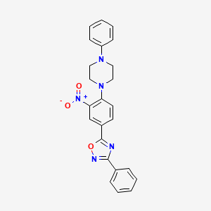 molecular formula C24H21N5O3 B7715263 5-(3-nitro-4-(4-phenylpiperazin-1-yl)phenyl)-3-phenyl-1,2,4-oxadiazole 