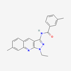 molecular formula C21H20N4O B7715269 N-(1-ethyl-7-methyl-1H-pyrazolo[3,4-b]quinolin-3-yl)-3-methylbenzamide 