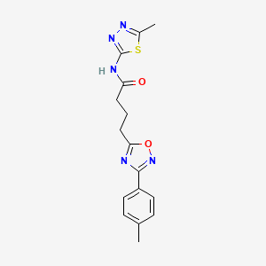 molecular formula C16H17N5O2S B7715282 N-(5-methyl-1,3,4-thiadiazol-2-yl)-4-(3-(p-tolyl)-1,2,4-oxadiazol-5-yl)butanamide 