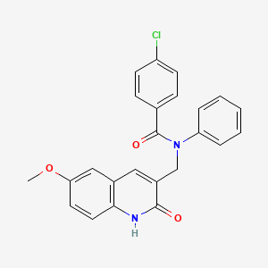 molecular formula C24H19ClN2O3 B7715302 4-chloro-N-((2-hydroxy-6-methoxyquinolin-3-yl)methyl)-N-phenylbenzamide 