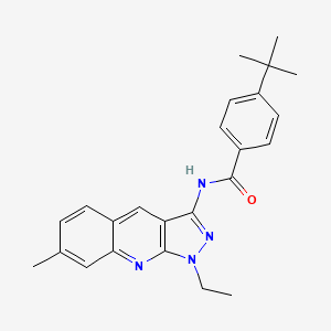 molecular formula C24H26N4O B7715336 4-(tert-butyl)-N-(1-ethyl-7-methyl-1H-pyrazolo[3,4-b]quinolin-3-yl)benzamide 