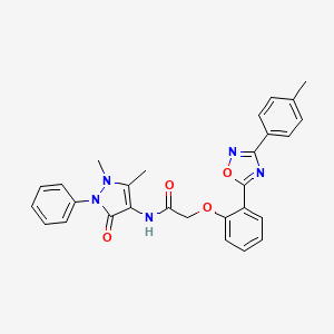 molecular formula C28H25N5O4 B7715337 N-(1,5-dimethyl-3-oxo-2-phenyl-2,3-dihydro-1H-pyrazol-4-yl)-2-(2-(3-(p-tolyl)-1,2,4-oxadiazol-5-yl)phenoxy)acetamide 