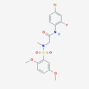 molecular formula C17H18BrFN2O5S B7715344 N-(4-bromo-2-fluorophenyl)-2-(2,5-dimethoxy-N-methylphenylsulfonamido)acetamide 