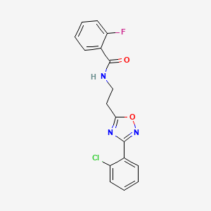 molecular formula C17H13ClFN3O2 B7715348 N-(2-(3-(2-chlorophenyl)-1,2,4-oxadiazol-5-yl)ethyl)-2-fluorobenzamide 