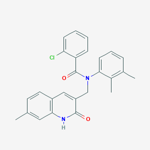 molecular formula C26H23ClN2O2 B7715358 2-chloro-N-(2,3-dimethylphenyl)-N-((2-hydroxy-7-methylquinolin-3-yl)methyl)benzamide 