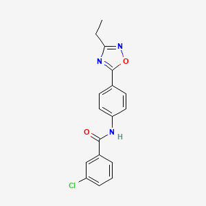 molecular formula C17H14ClN3O2 B7715374 3-chloro-N-(4-(3-ethyl-1,2,4-oxadiazol-5-yl)phenyl)benzamide 