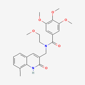molecular formula C24H28N2O6 B7715408 N-((2-hydroxy-8-methylquinolin-3-yl)methyl)-3,4,5-trimethoxy-N-(2-methoxyethyl)benzamide 
