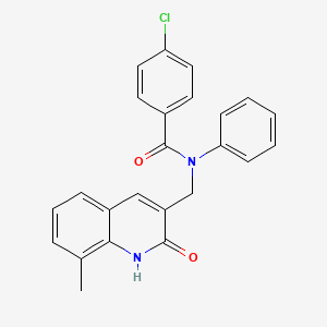 molecular formula C24H19ClN2O2 B7715411 4-chloro-N-((2-hydroxy-8-methylquinolin-3-yl)methyl)-N-phenylbenzamide 