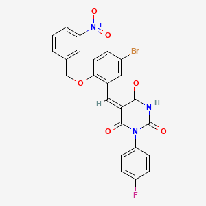 5-(5-Bromo-2-((3-nitrobenzyl)oxy)benzylidene)-1-(4-fluorophenyl)pyrimidine-2,4,6(1H,3H,5H)-trione