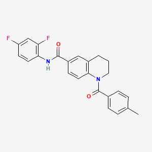 molecular formula C24H20F2N2O2 B7715434 1-(4-methylbenzoyl)-N-(2-phenylethyl)-1,2,3,4-tetrahydroquinoline-6-carboxamide 
