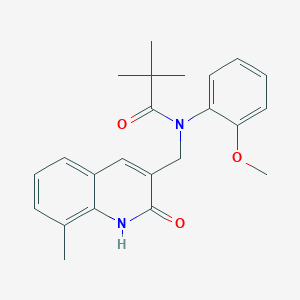 molecular formula C23H26N2O3 B7715440 N-((2-hydroxy-8-methylquinolin-3-yl)methyl)-N-(2-methoxyphenyl)pivalamide 