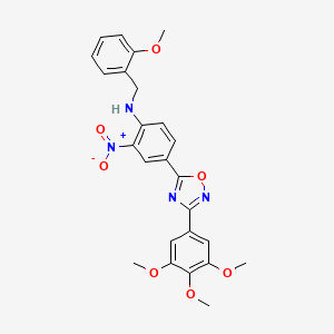 molecular formula C25H24N4O7 B7715452 N-(2-methoxybenzyl)-2-nitro-4-(3-(3,4,5-trimethoxyphenyl)-1,2,4-oxadiazol-5-yl)aniline 