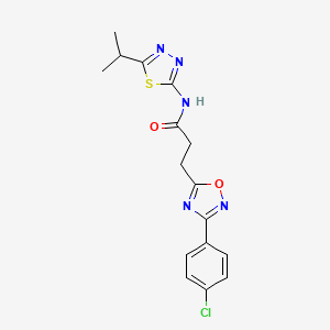 molecular formula C16H16ClN5O2S B7715454 3-(3-(4-chlorophenyl)-1,2,4-oxadiazol-5-yl)-N-(5-isopropyl-1,3,4-thiadiazol-2-yl)propanamide 