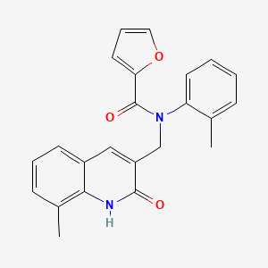 molecular formula C23H20N2O3 B7715469 N-((2-hydroxy-8-methylquinolin-3-yl)methyl)-N-(o-tolyl)furan-2-carboxamide 